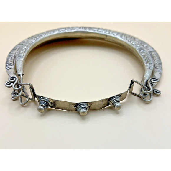 Vintage Miao Chinese Minority Hill Tribe Silver Tone 3 Tier Zodiac Necklace - Picture 3 of 5